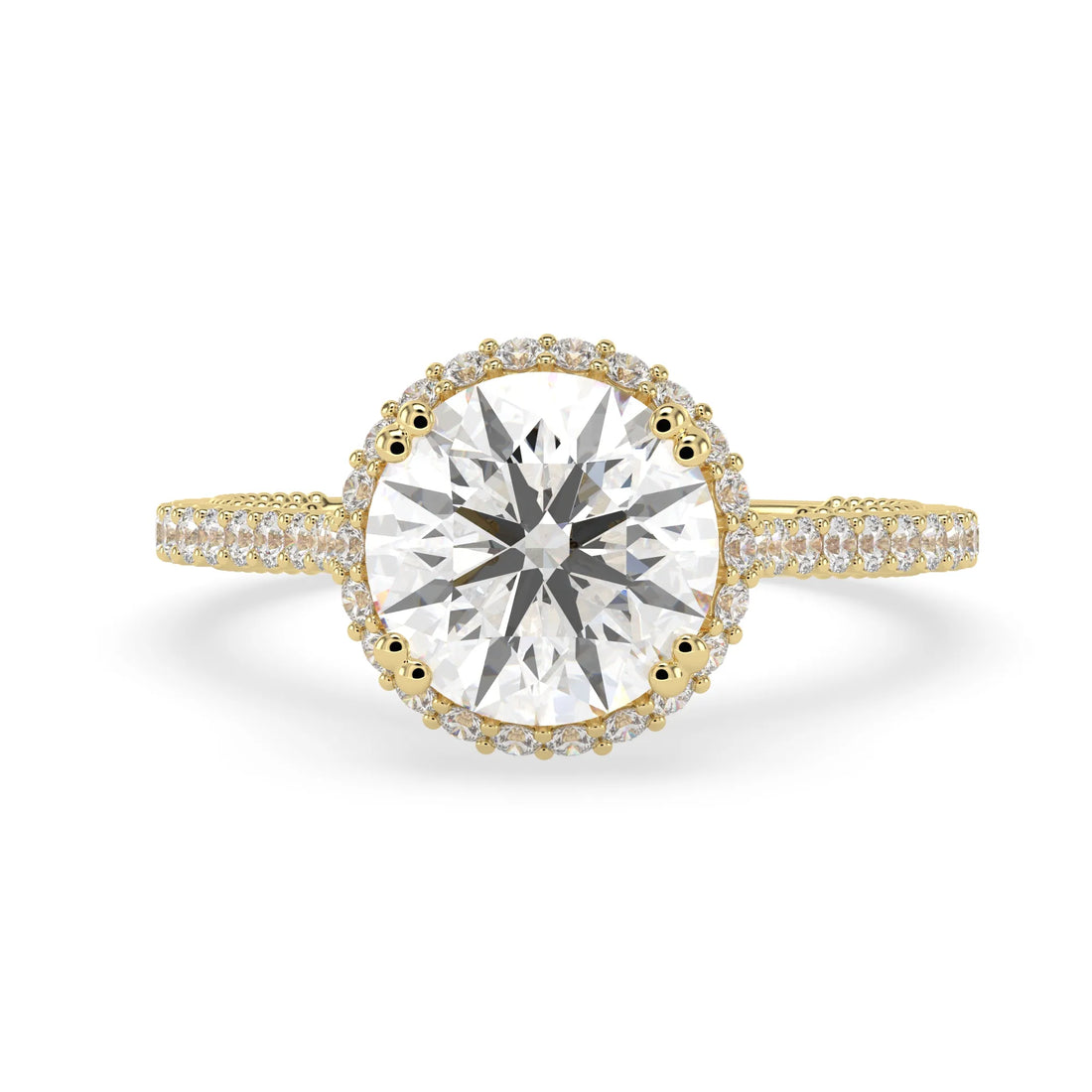 OctaPearl 3 ct Round Halo Lab Grown Diamond Pave Engagement Ring