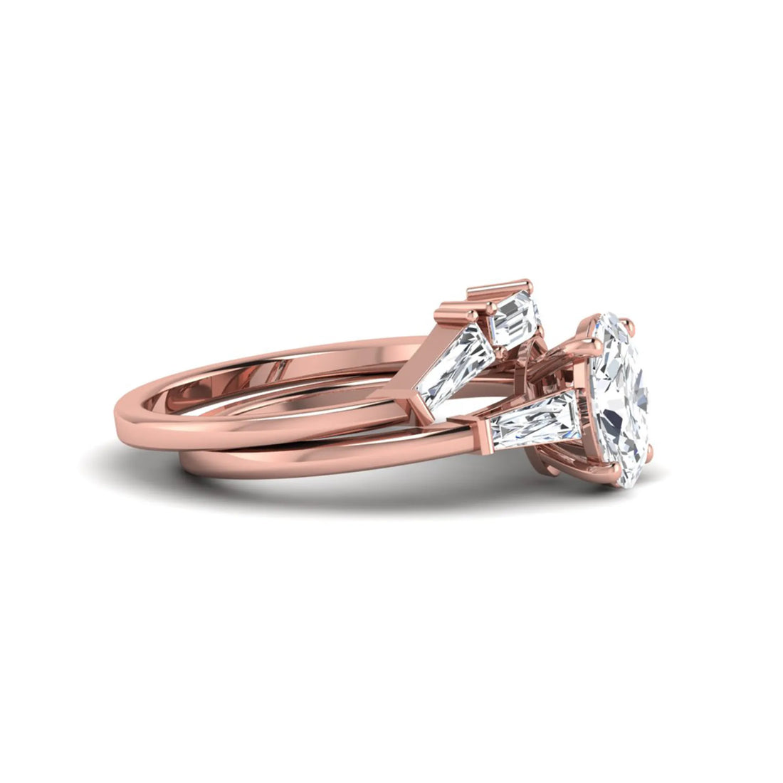 OctaPearl 1.5 ct Oval Cut Lab Grown Diamond Three Stone Bridal Ring Set