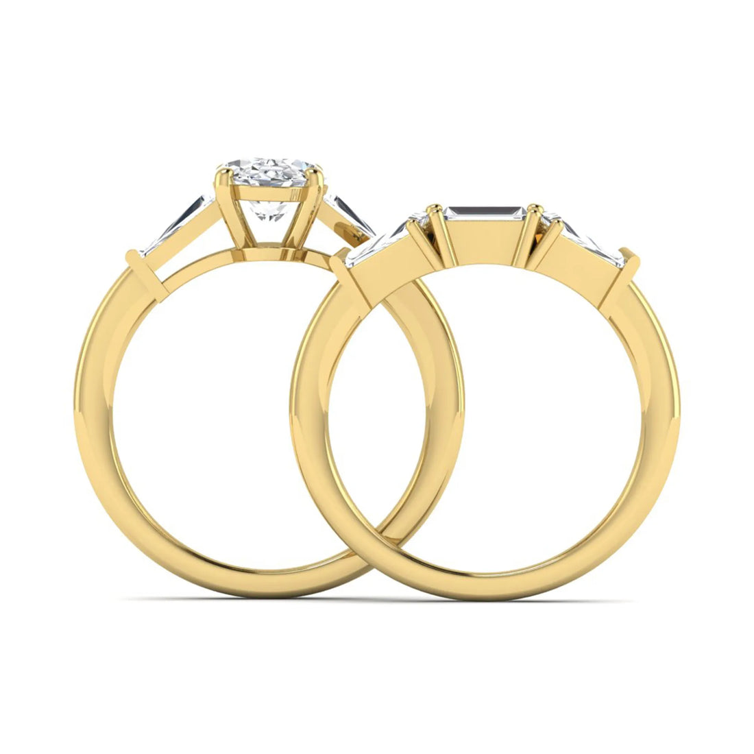 OctaPearl 1.5 ct Oval Cut Lab Grown Diamond Three Stone Bridal Ring Set