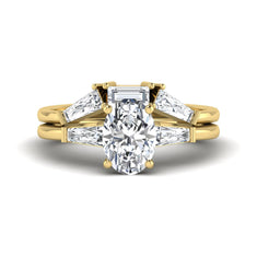 OctaPearl 1.5 ct Oval Cut Lab Grown Diamond Three Stone Bridal Ring Set