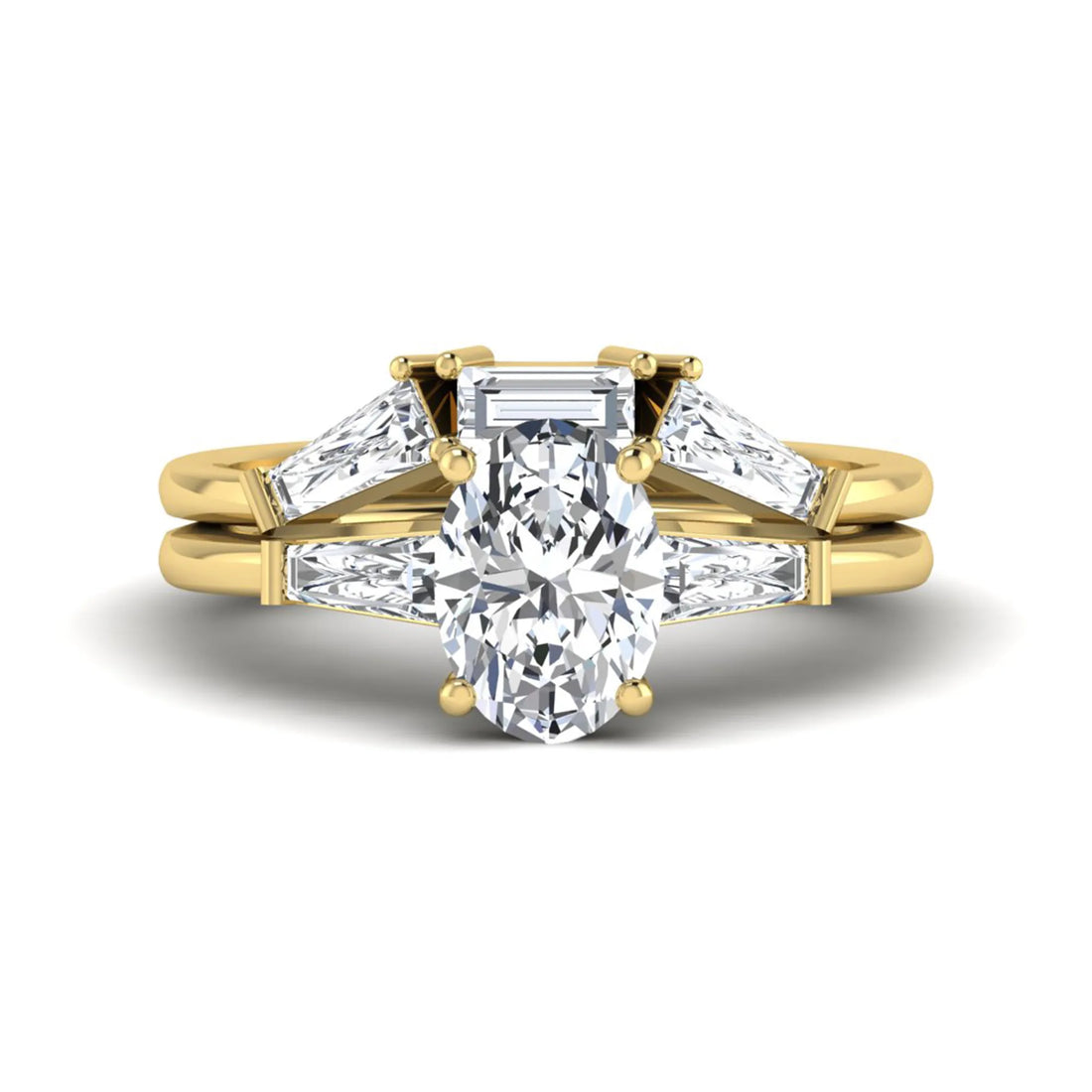 OctaPearl 1.5 ct Oval Cut Lab Grown Diamond Three Stone Bridal Ring Set