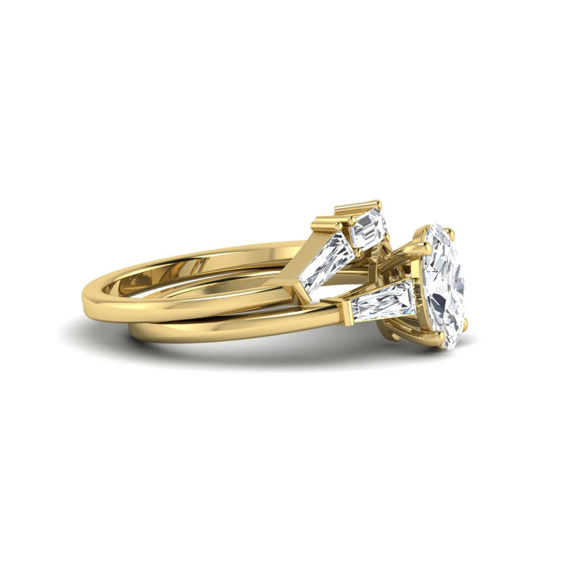 OctaPearl 1.5 ct Oval Cut Lab Grown Diamond Three Stone Bridal Ring Set