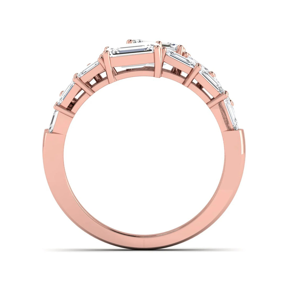 OctaPearl Emerald Cut Lab Grown Diamond Bypass Statement Engagement Ring