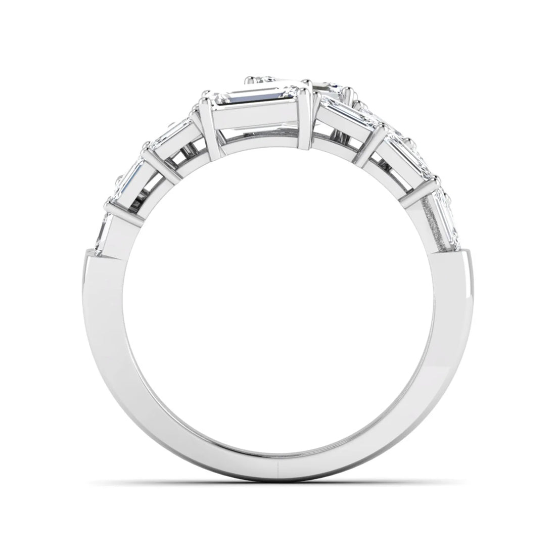OctaPearl Emerald Cut Lab Grown Diamond Bypass Statement Engagement Ring