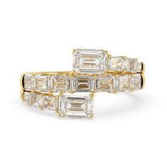 OctaPearl Emerald Cut Lab Grown Diamond Bypass Statement Engagement Ring