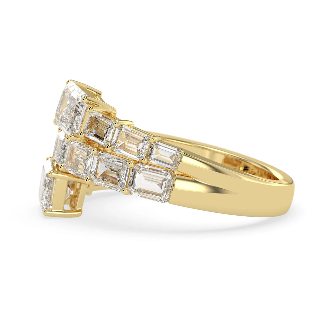 OctaPearl Emerald Cut Lab Grown Diamond Bypass Statement Engagement Ring