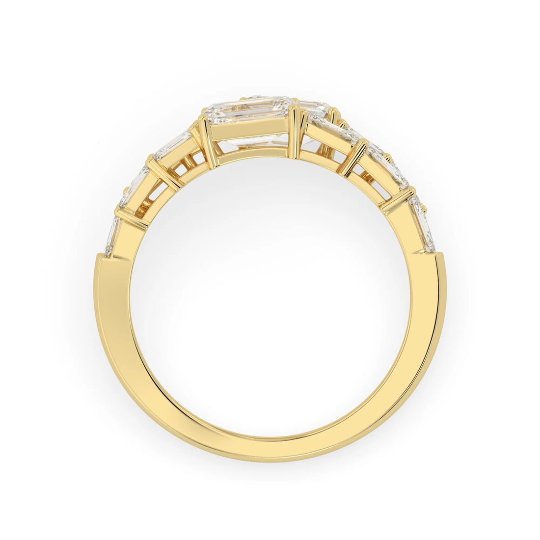 OctaPearl Emerald Cut Lab Grown Diamond Bypass Statement Engagement Ring