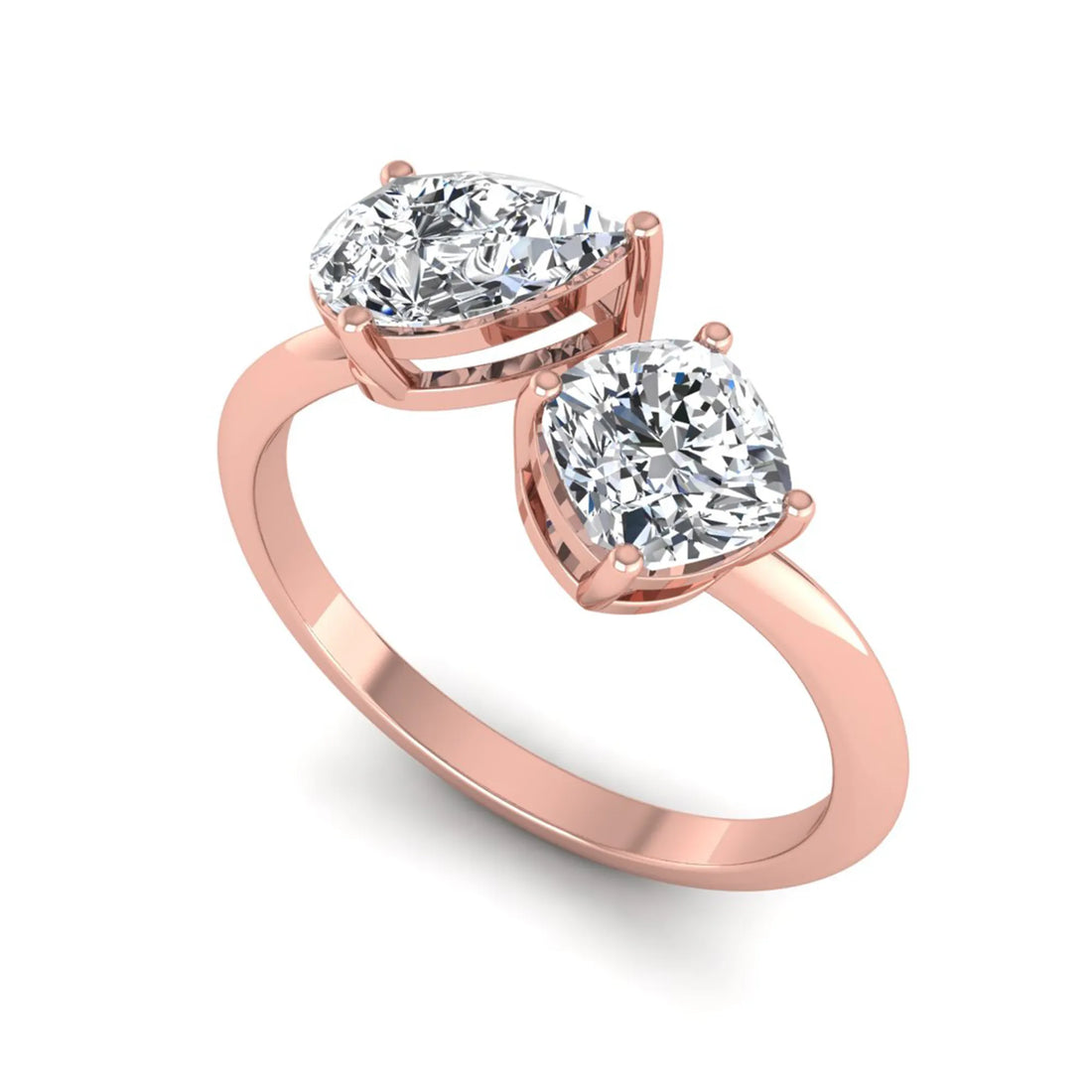 OctaPearl Cushion & Pear Two Stone Lab Grown Diamond  Open Gap Bypass Ring