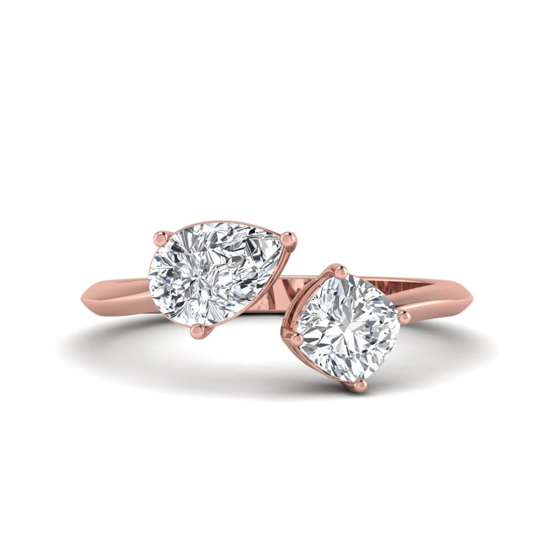 OctaPearl Cushion & Pear Two Stone Lab Grown Diamond  Open Gap Bypass Ring