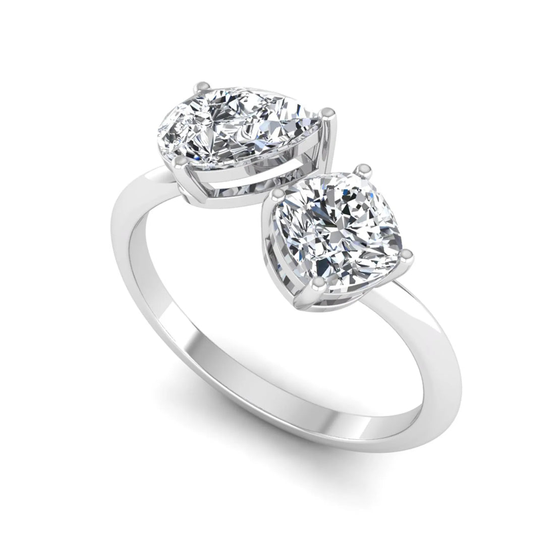 OctaPearl Cushion & Pear Two Stone Lab Grown Diamond  Open Gap Bypass Ring