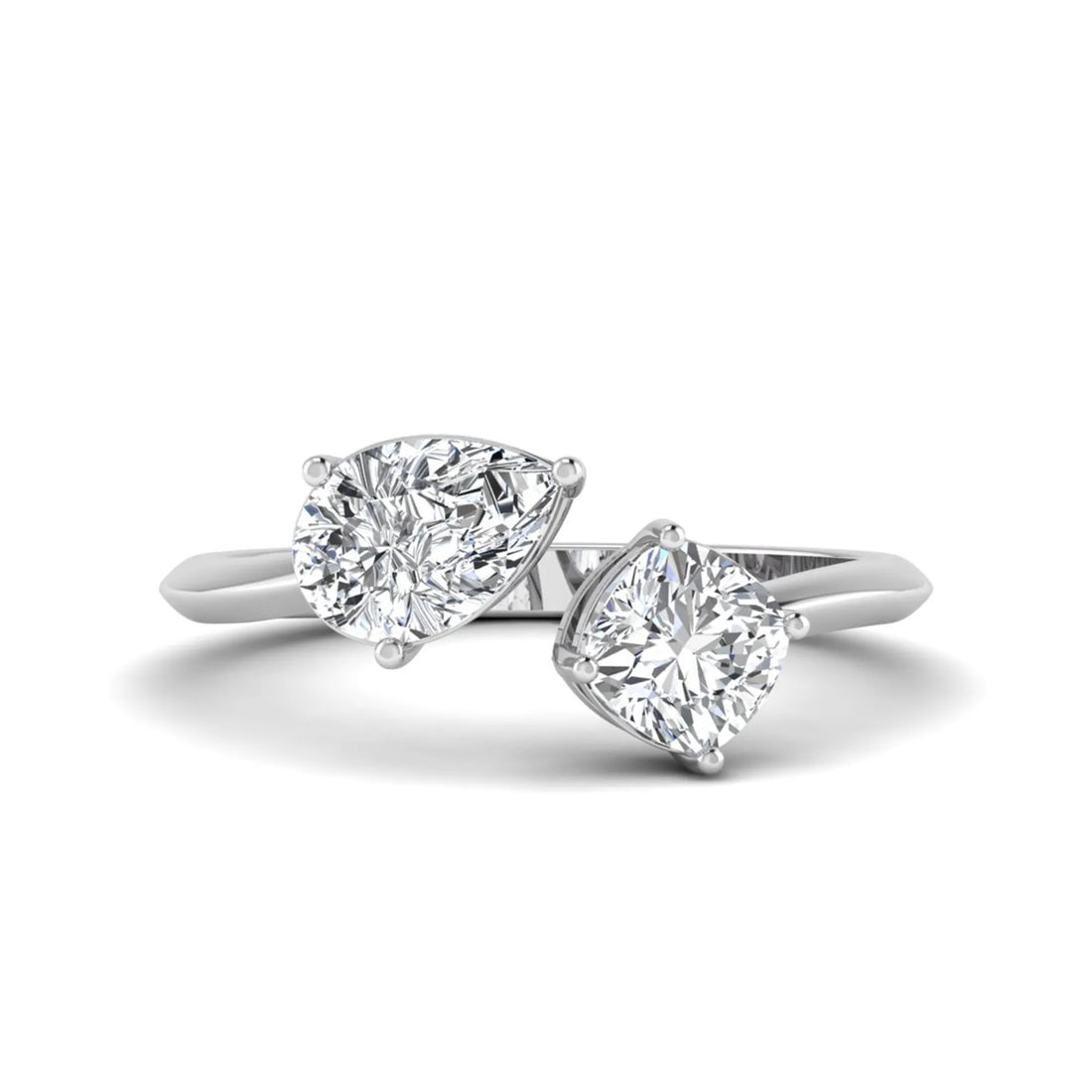 OctaPearl Cushion & Pear Two Stone Lab Grown Diamond  Open Gap Bypass Ring