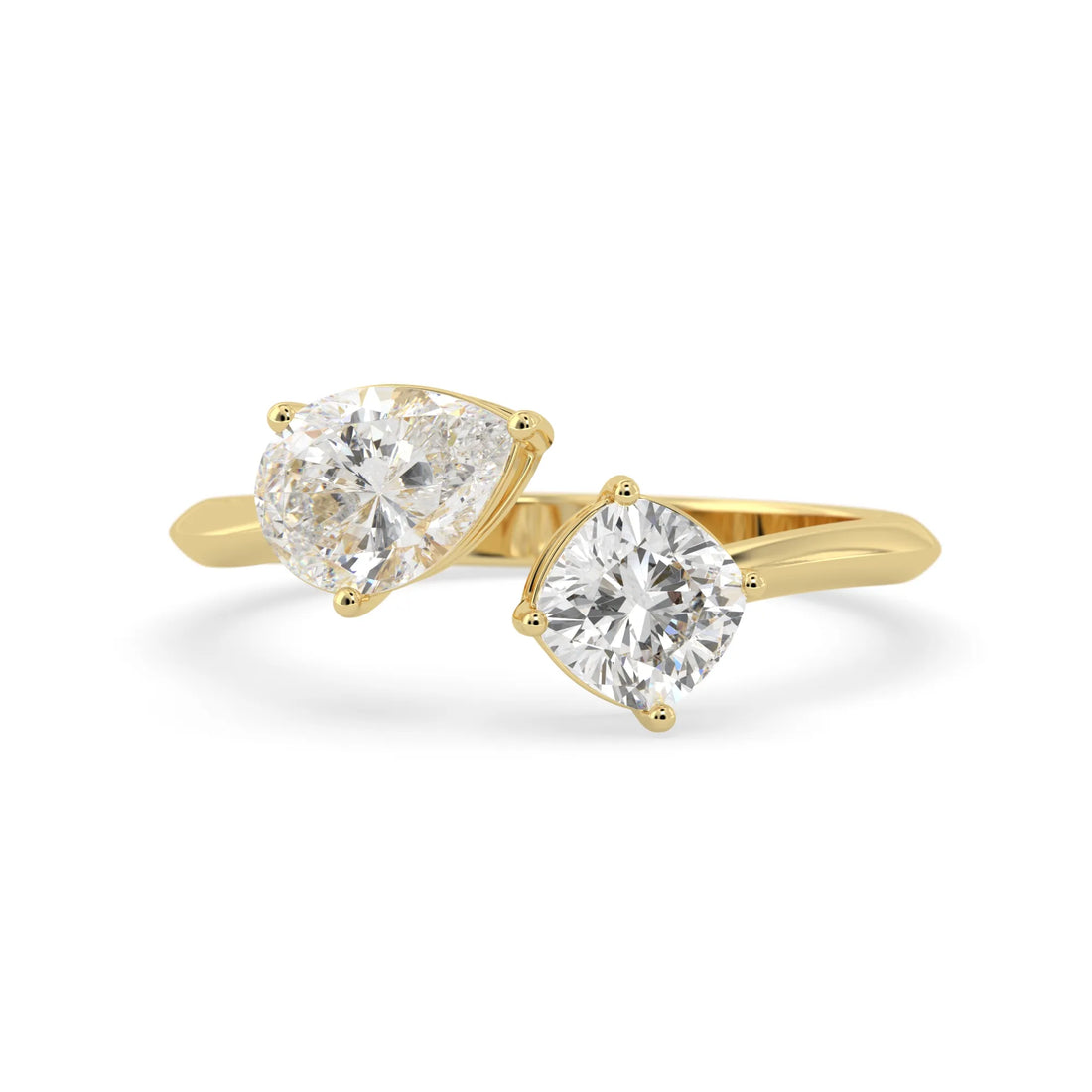 OctaPearl Cushion & Pear Two Stone Lab Grown Diamond  Open Gap Bypass Ring