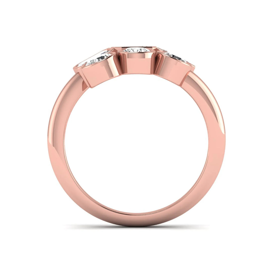 OctaPearl Bezel Set Open Cuff Lab Grown Diamond Bypass Engagement Ring