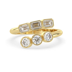 OctaPearl Bezel Set Open Cuff Lab Grown Diamond Bypass Engagement Ring