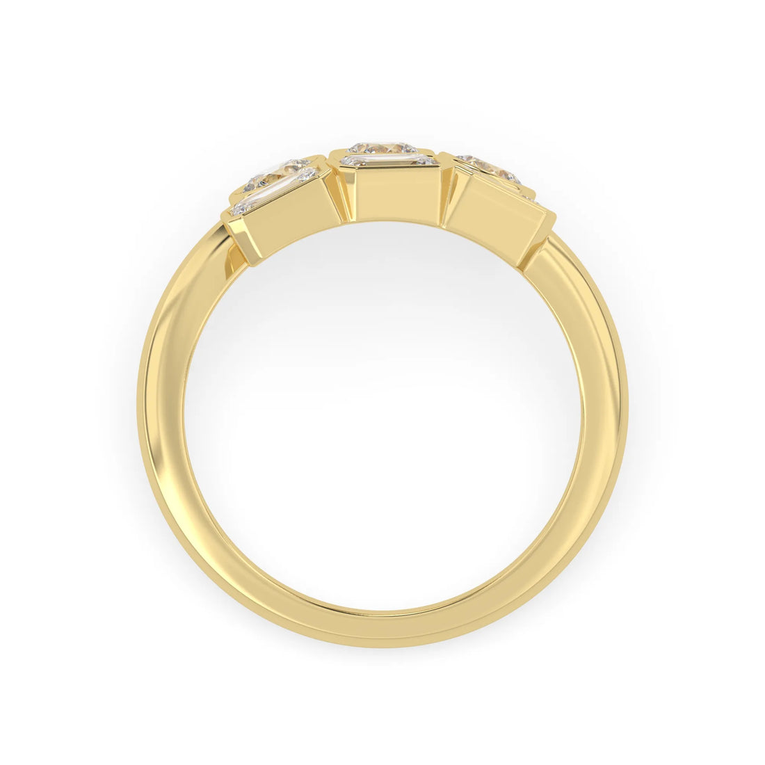 OctaPearl Bezel Set Open Cuff Lab Grown Diamond Bypass Engagement Ring