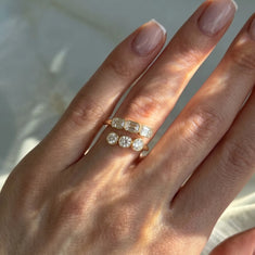 OctaPearl Bezel Set Open Cuff Lab Grown Diamond Bypass Engagement Ring - alternate view