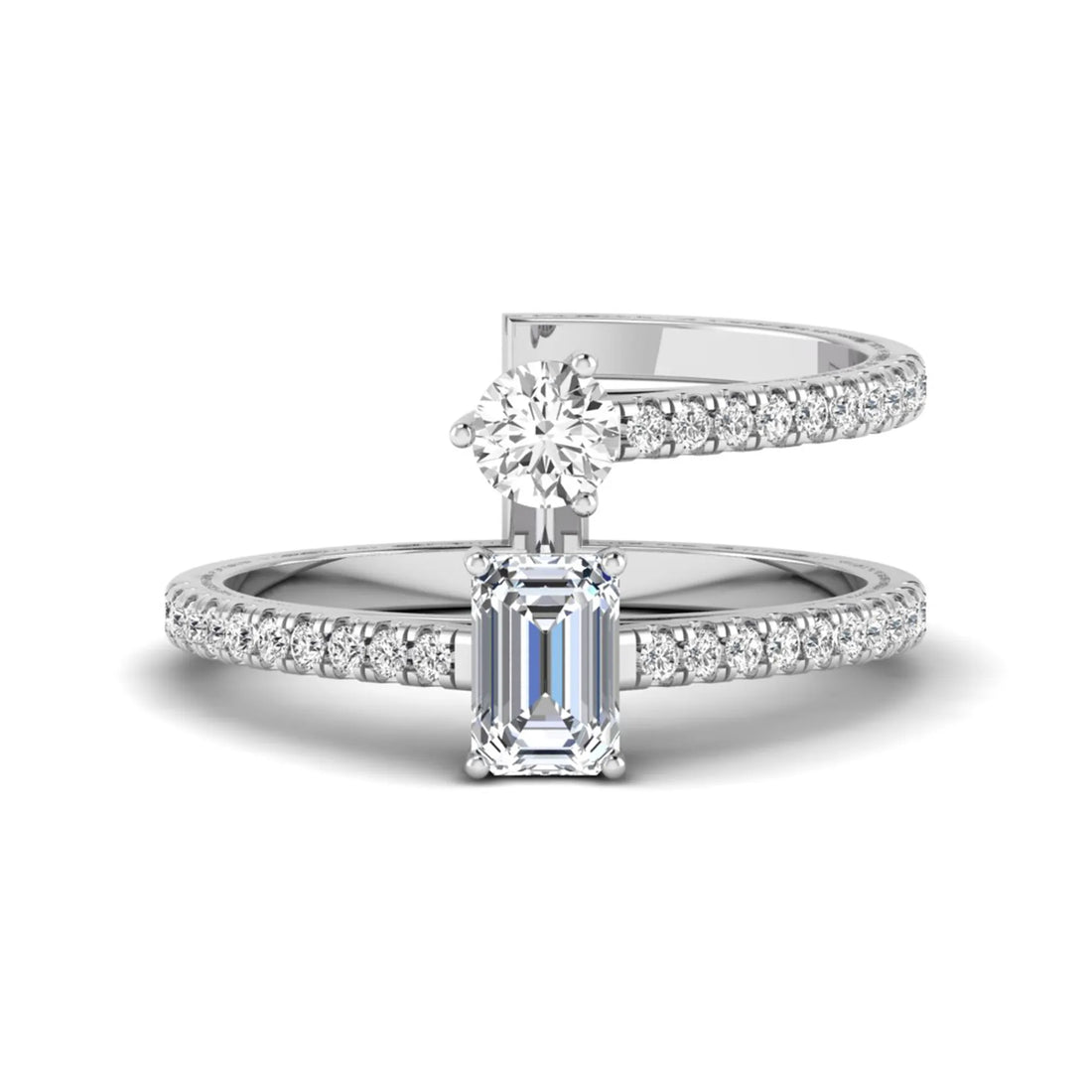 OctaPearl Two Stone Lab Grown Diamond Open Gap Enhancer Guard Band Ring
