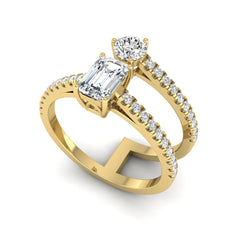OctaPearl Two Stone Lab Grown Diamond Open Gap Enhancer Guard Band Ring - alternate view