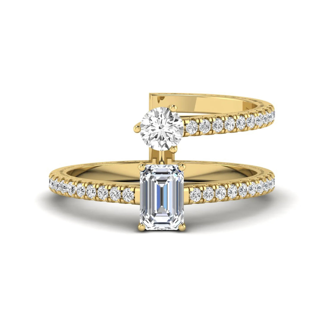 OctaPearl Two Stone Lab Grown Diamond Open Gap Enhancer Guard Band Ring