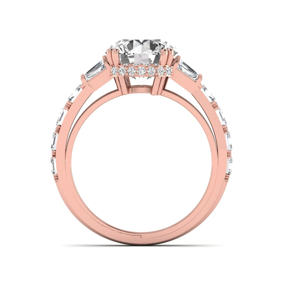 OctaPearl 3 ct Round Hidden Halo Lab Grown Diamond Pave Engagement Ring