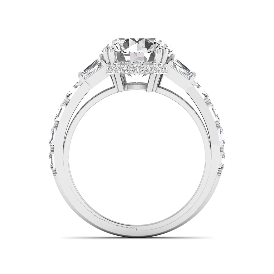 OctaPearl 3 ct Round Hidden Halo Lab Grown Diamond Pave Engagement Ring