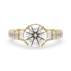 OctaPearl 3 ct Round Hidden Halo Lab Grown Diamond Pave Engagement Ring