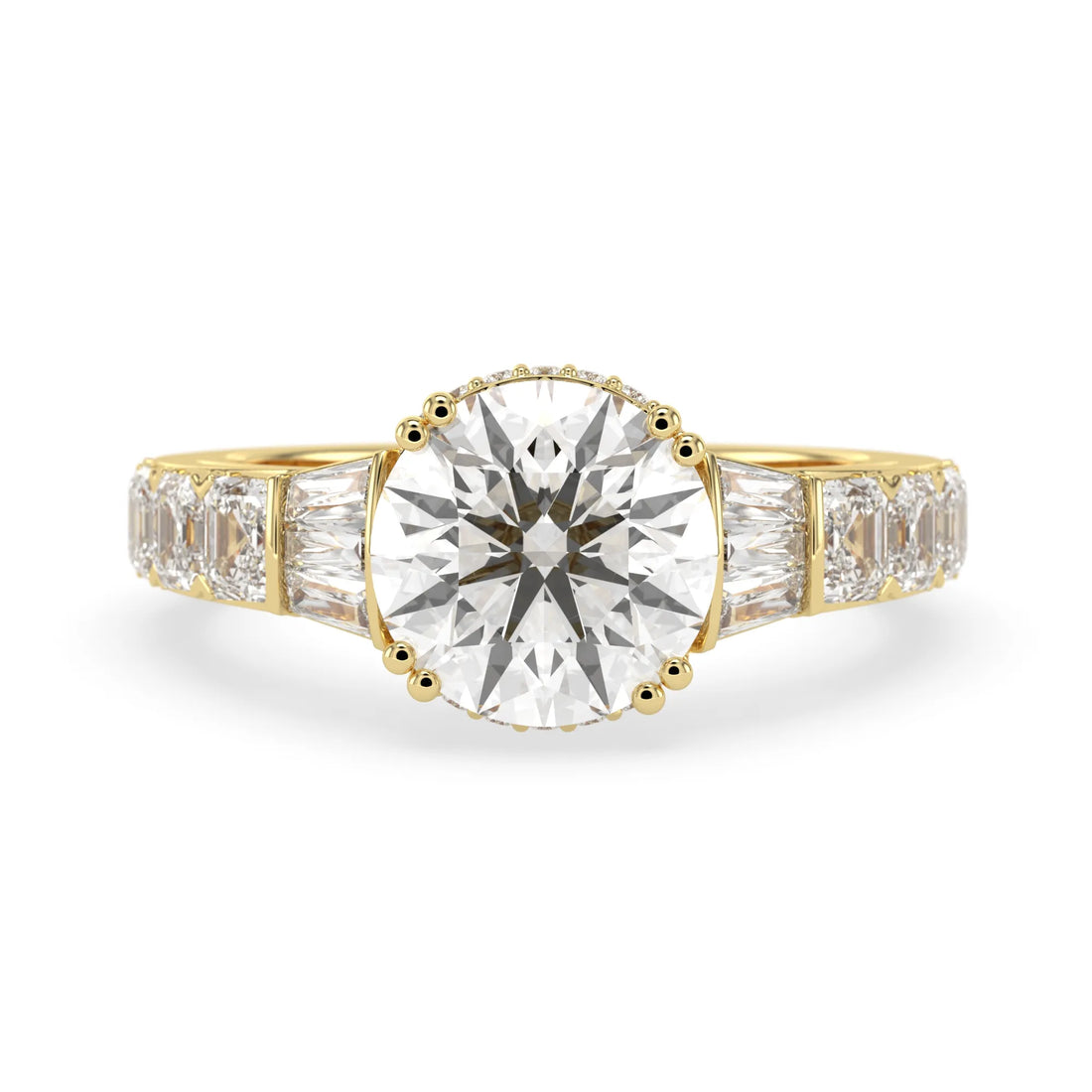 OctaPearl 3 ct Round Hidden Halo Lab Grown Diamond Pave Engagement Ring