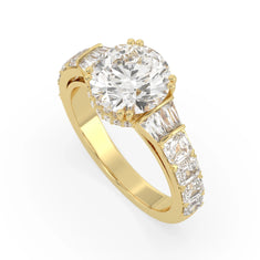 OctaPearl 3 ct Round Hidden Halo Lab Grown Diamond Pave Engagement Ring - alternate view