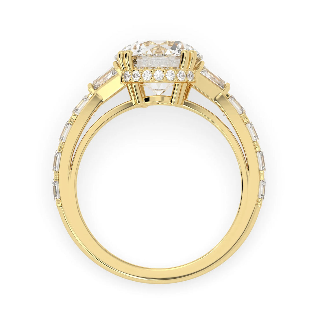 OctaPearl 3 ct Round Hidden Halo Lab Grown Diamond Pave Engagement Ring