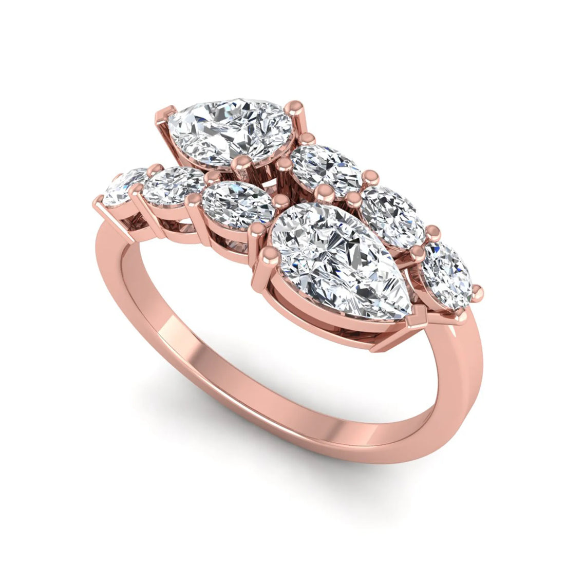 OctaPearl Pear & Oval Lab Grown Diamond Bypass Shank Engagement Ring