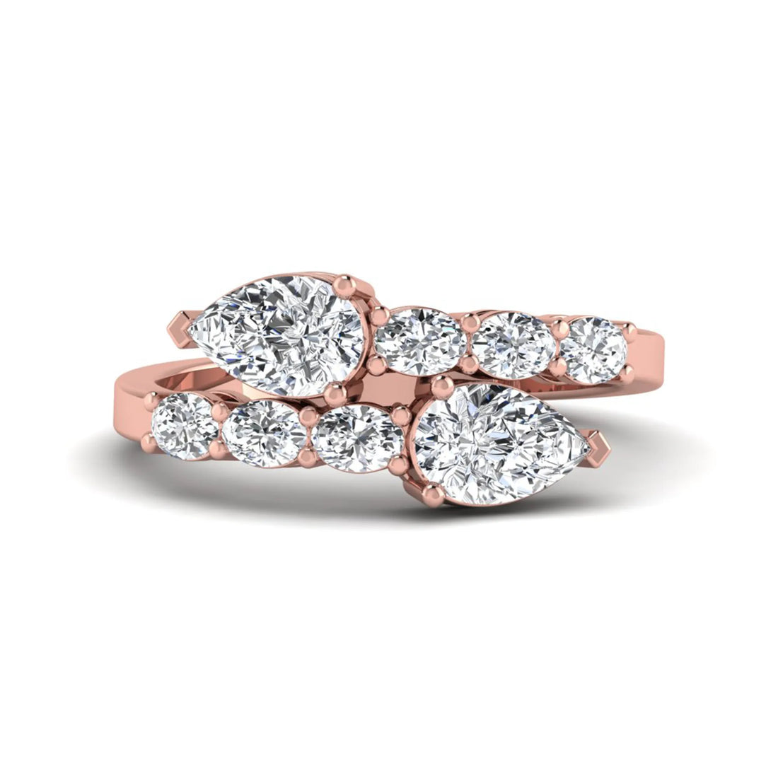 OctaPearl Pear & Oval Lab Grown Diamond Bypass Shank Engagement Ring
