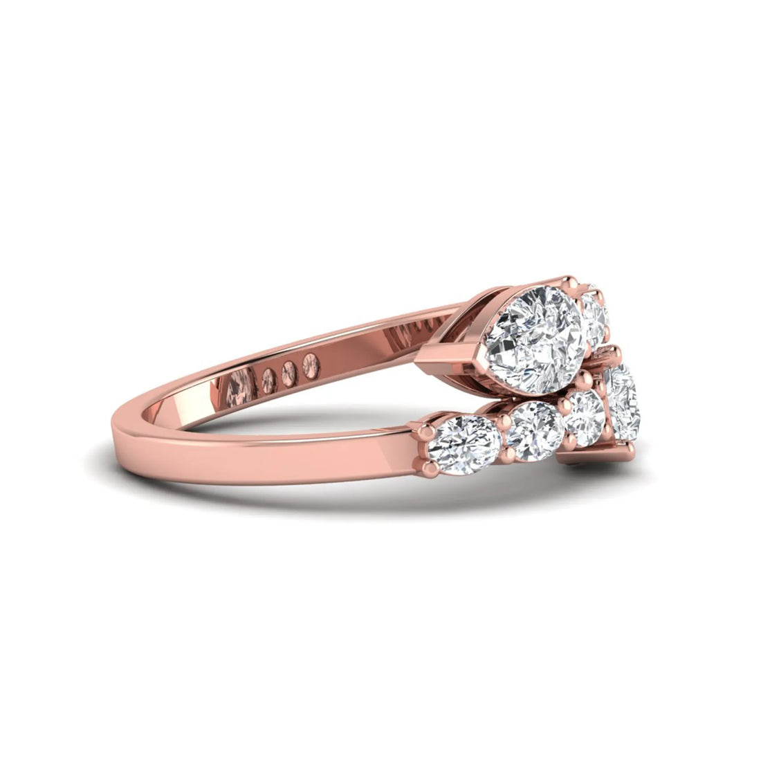 OctaPearl Pear & Oval Lab Grown Diamond Bypass Shank Engagement Ring