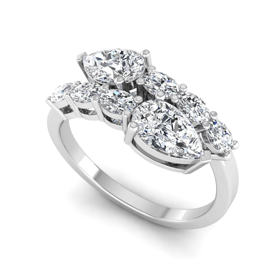 OctaPearl Pear & Oval Lab Grown Diamond Bypass Shank Engagement Ring