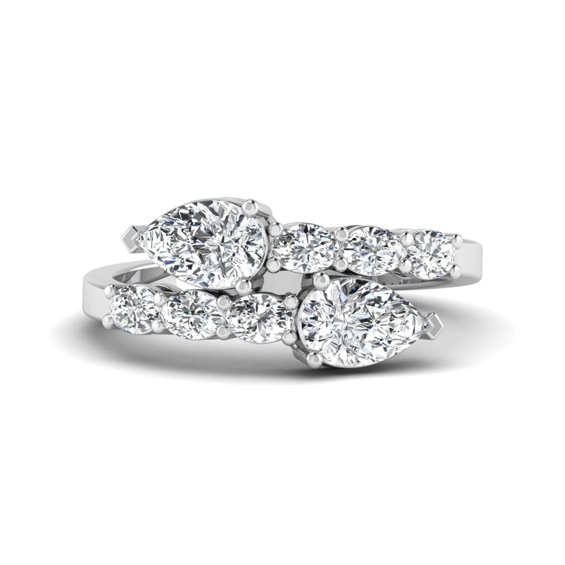 OctaPearl Pear & Oval Lab Grown Diamond Bypass Shank Engagement Ring