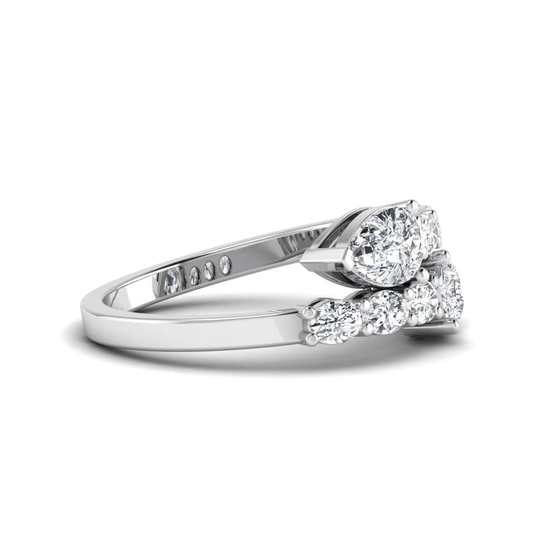 OctaPearl Pear & Oval Lab Grown Diamond Bypass Shank Engagement Ring