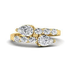 OctaPearl Pear & Oval Lab Grown Diamond Bypass Shank Engagement Ring