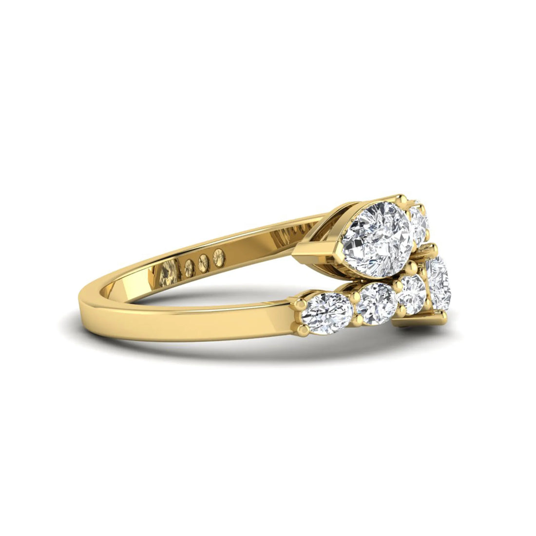 OctaPearl Pear & Oval Lab Grown Diamond Bypass Shank Engagement Ring