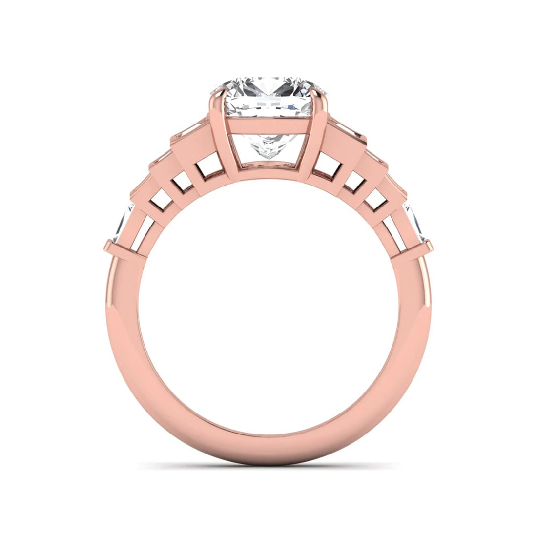 OctaPearl 3 ct Cushion Cut Lab Grown Diamond Solitaire Accent Engagement Ring