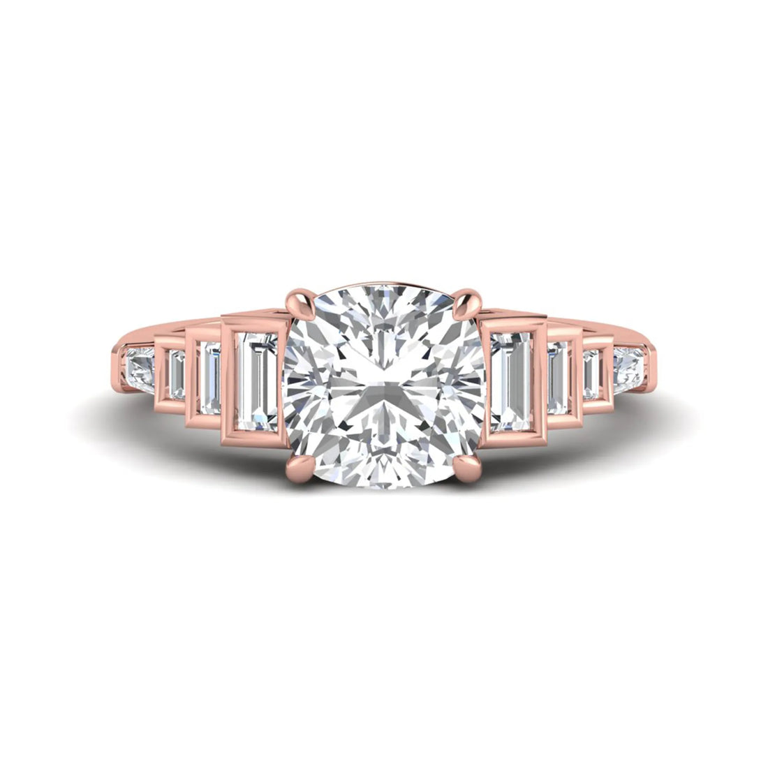 OctaPearl 3 ct Cushion Cut Lab Grown Diamond Solitaire Accent Engagement Ring