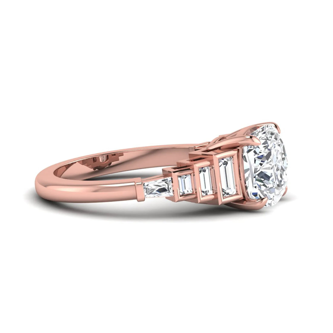 OctaPearl 3 ct Cushion Cut Lab Grown Diamond Solitaire Accent Engagement Ring
