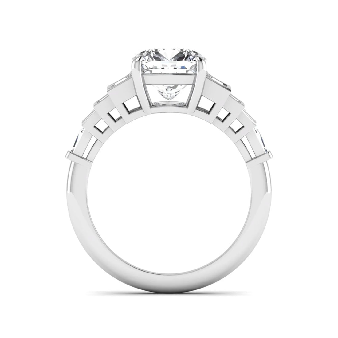 OctaPearl 3 ct Cushion Cut Lab Grown Diamond Solitaire Accent Engagement Ring