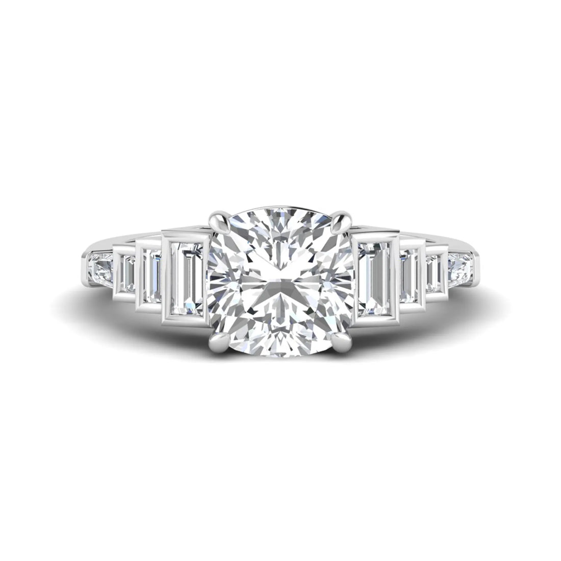 OctaPearl 3 ct Cushion Cut Lab Grown Diamond Solitaire Accent Engagement Ring