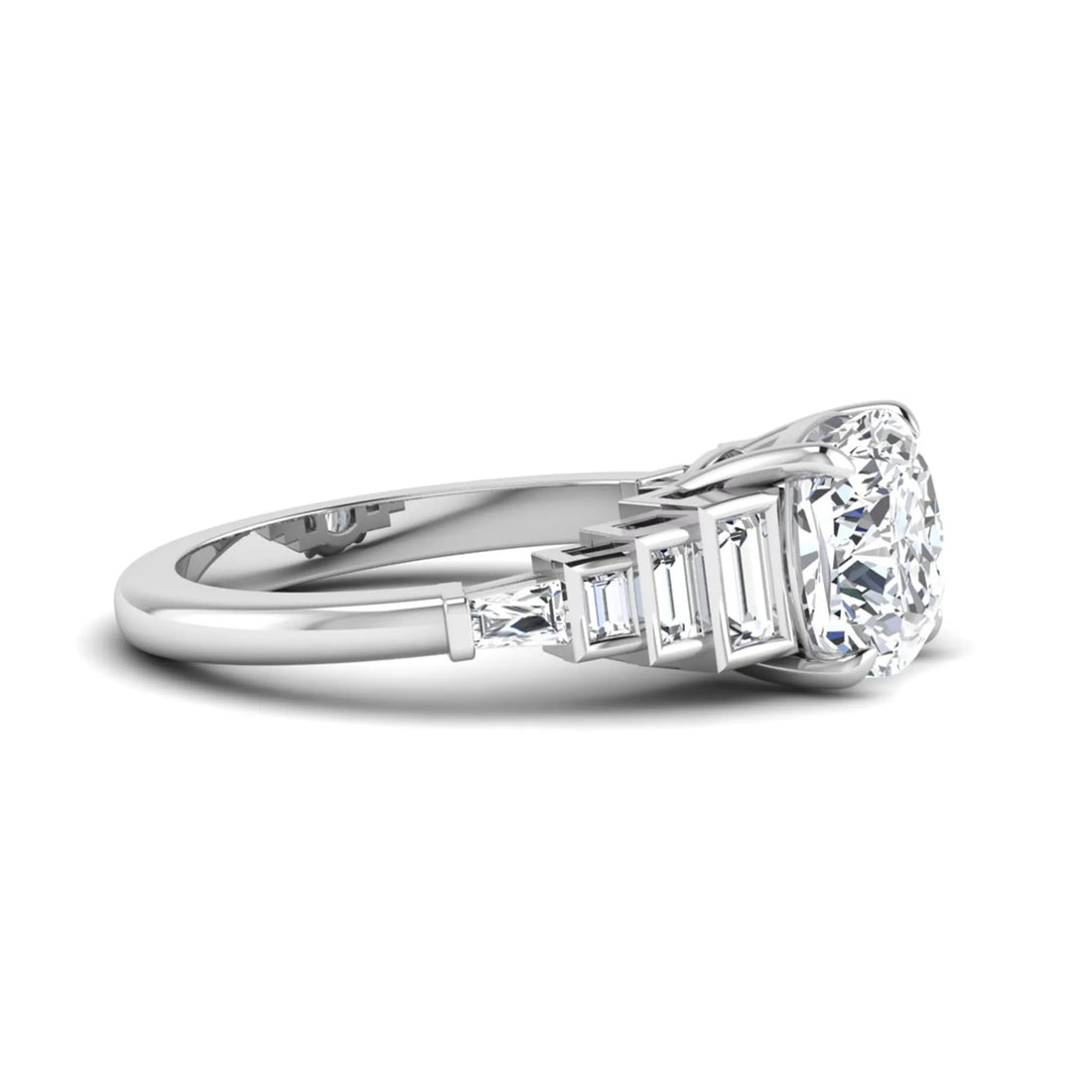 OctaPearl 3 ct Cushion Cut Lab Grown Diamond Solitaire Accent Engagement Ring