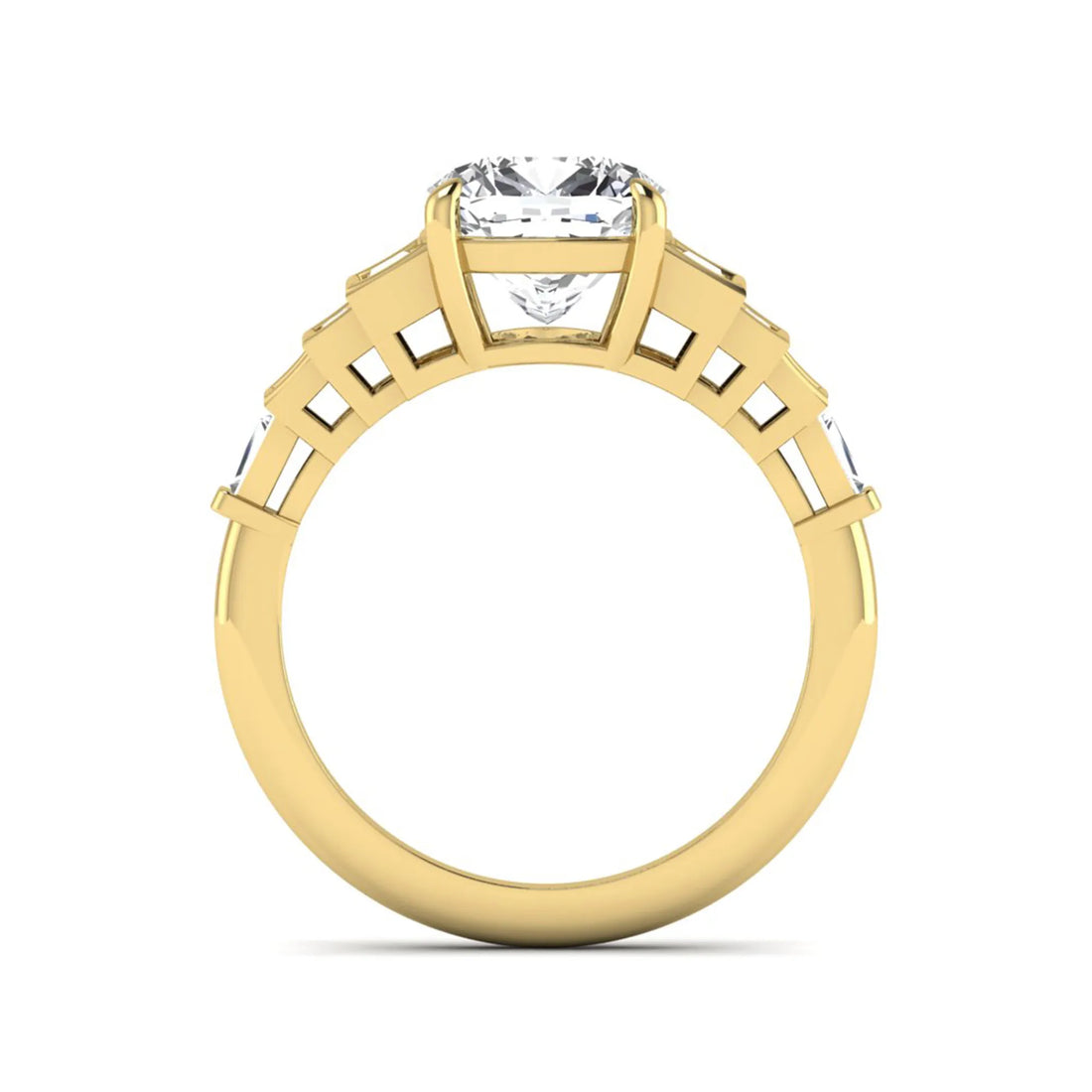 OctaPearl 3 ct Cushion Cut Lab Grown Diamond Solitaire Accent Engagement Ring