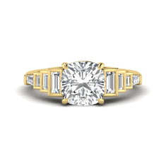 OctaPearl 3 ct Cushion Cut Lab Grown Diamond Solitaire Accent Engagement Ring
