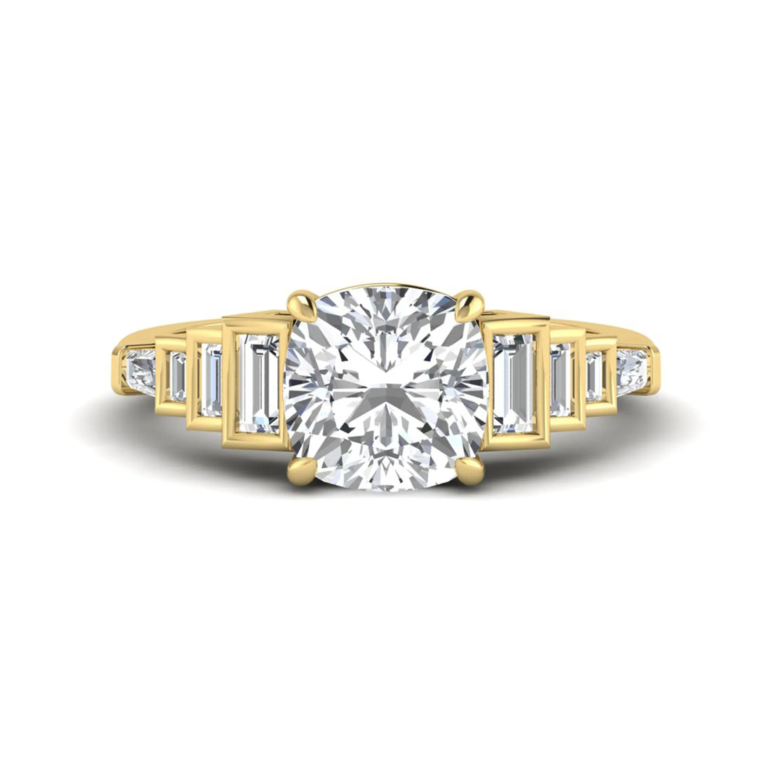 OctaPearl 3 ct Cushion Cut Lab Grown Diamond Solitaire Accent Engagement Ring