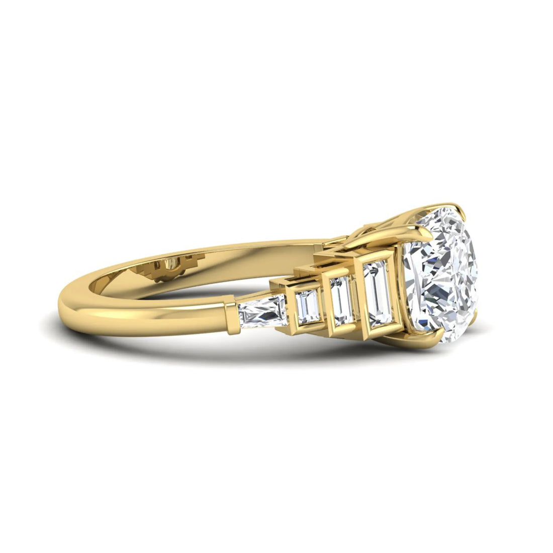 OctaPearl 3 ct Cushion Cut Lab Grown Diamond Solitaire Accent Engagement Ring