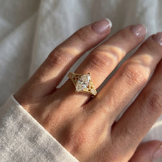 OctaPearl 1.50 ct Marquise Vintage Lab Grown Diamond Split Shank Pave Engagement Ring - alternate view