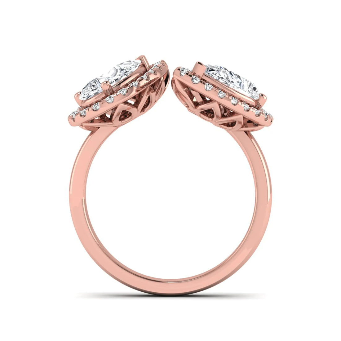 OctaPearl 2 ct Pear Halo Bypass Lab Grown Diamond Open Ring