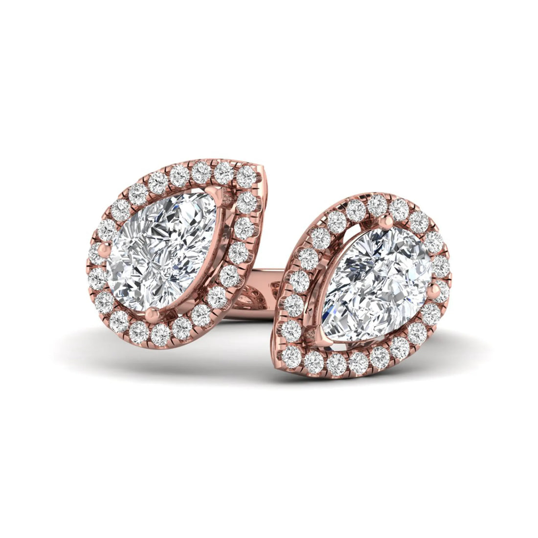 OctaPearl 2 ct Pear Halo Bypass Lab Grown Diamond Open Ring